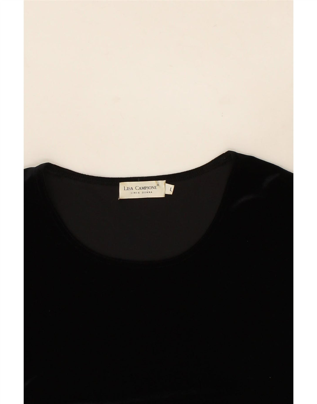 LINEA DONNA Womens Velour Top Long Sleeve UK 14 Large Black Polyester Vintage Linea Donna and Second-Hand Linea Donna from Messina Hembry 