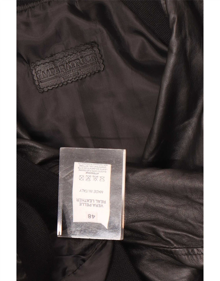 Vintage Mens Bomber Leather Jacket IT 48 Medium Black Leather