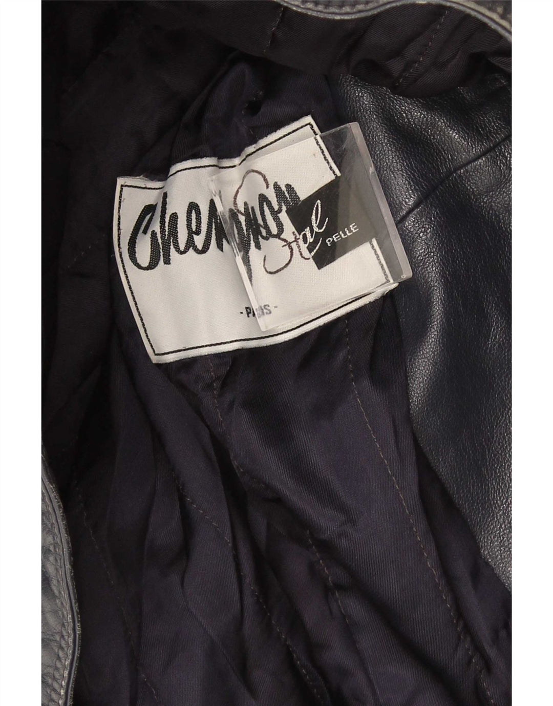 Chevignon Dame Læderjakke UK 16 Large Navy Blue