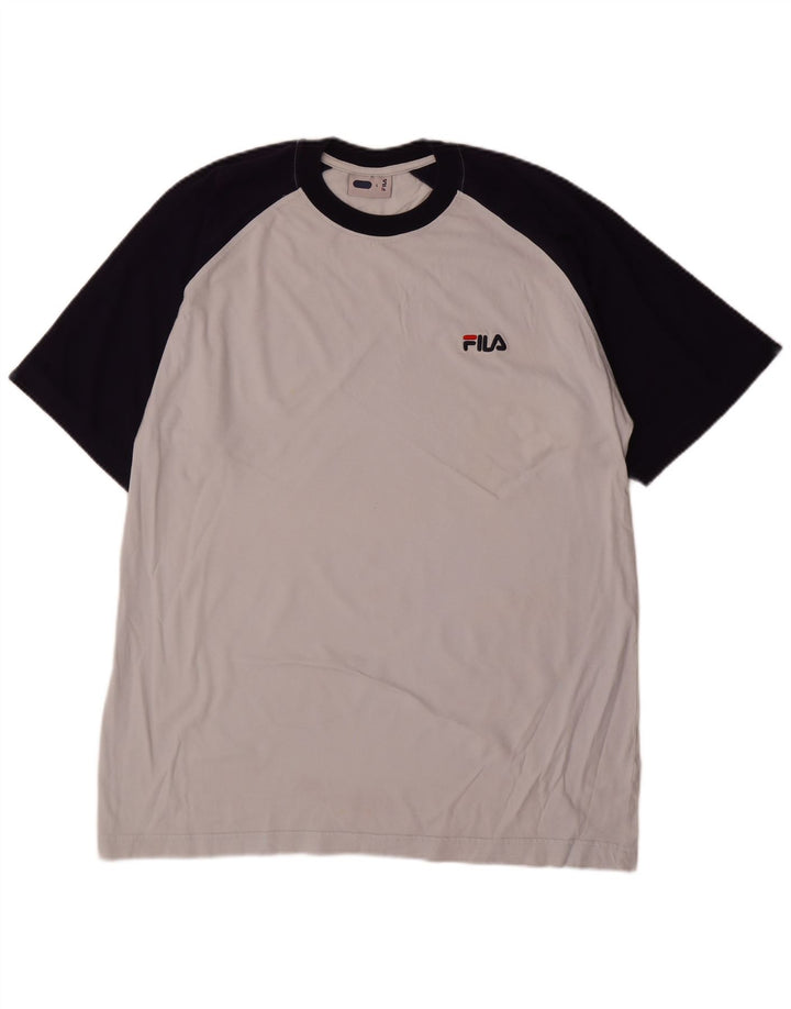 Fila Herre T-Shirt Top Stor Grå Colourblock Bomuld