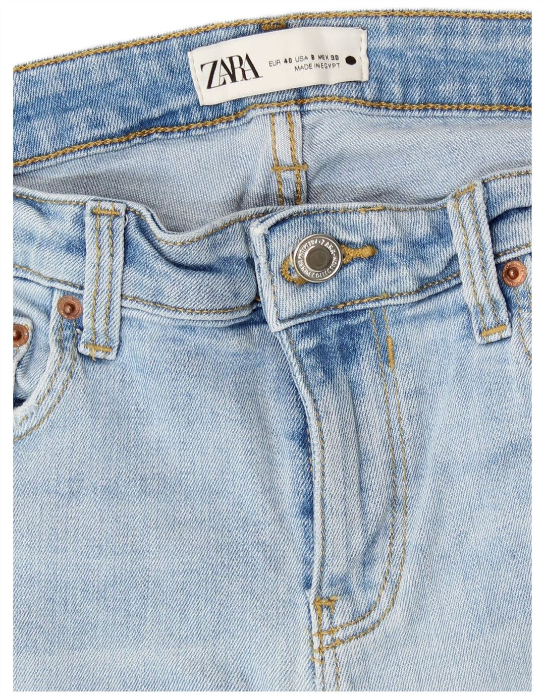 Zara Womens Distressed Cropped Jeans EU 40 Medium W30 L25 Blue Cotton
