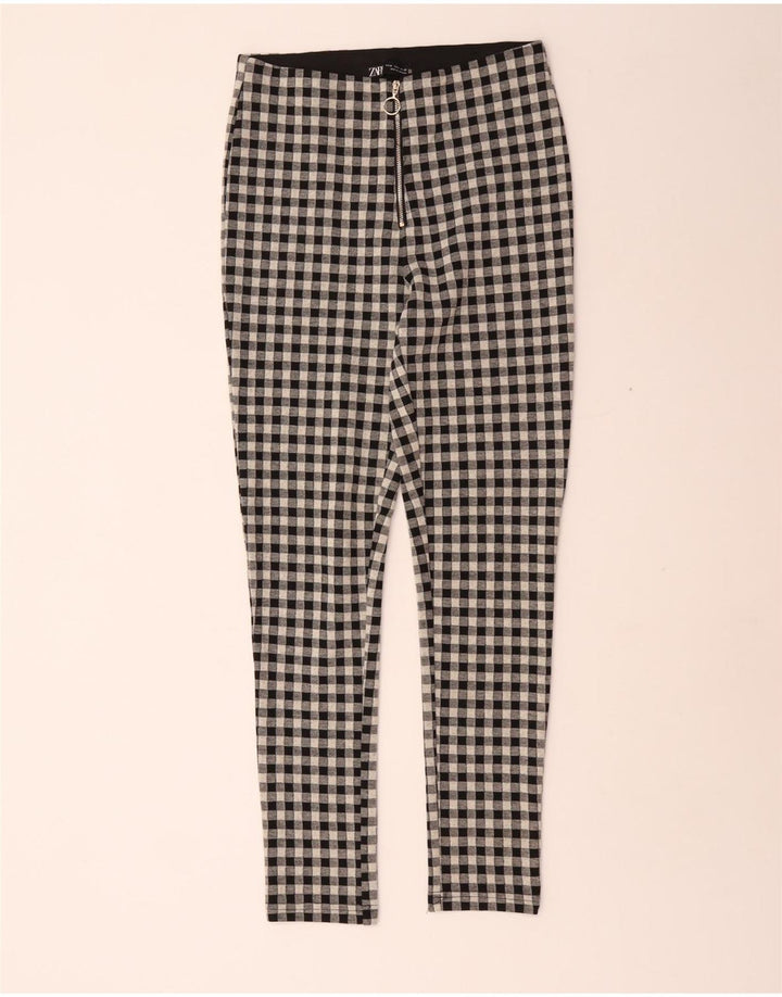 Zara Dame Skinny Casual Bukser Medium W28 L29 Sort Gingham Polyester