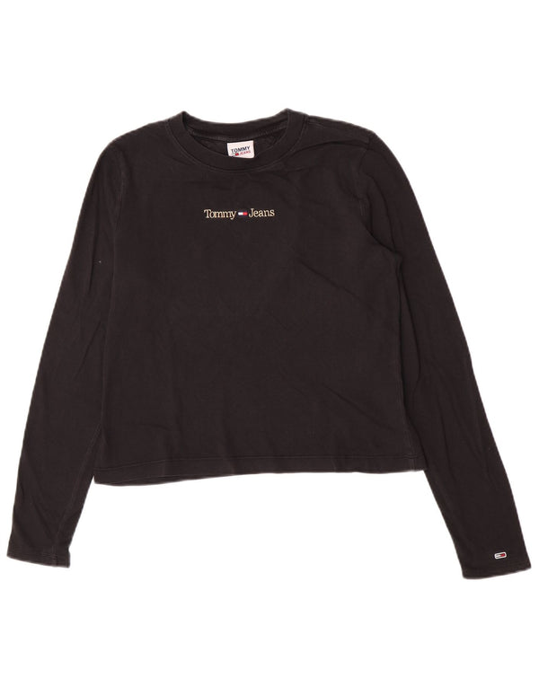 Tommy Hilfiger Damen Crop Graphic Top Langarm UK 12 Medium Schwarz