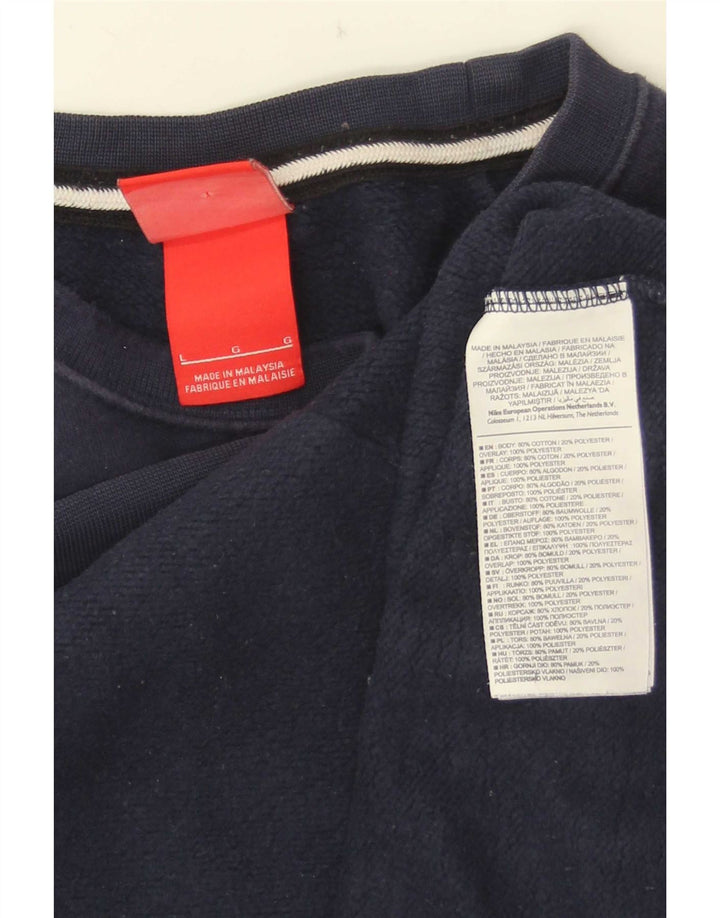 Nike Mens Sweatshirt Jumper Large Navy Blue Colourblock Cotton