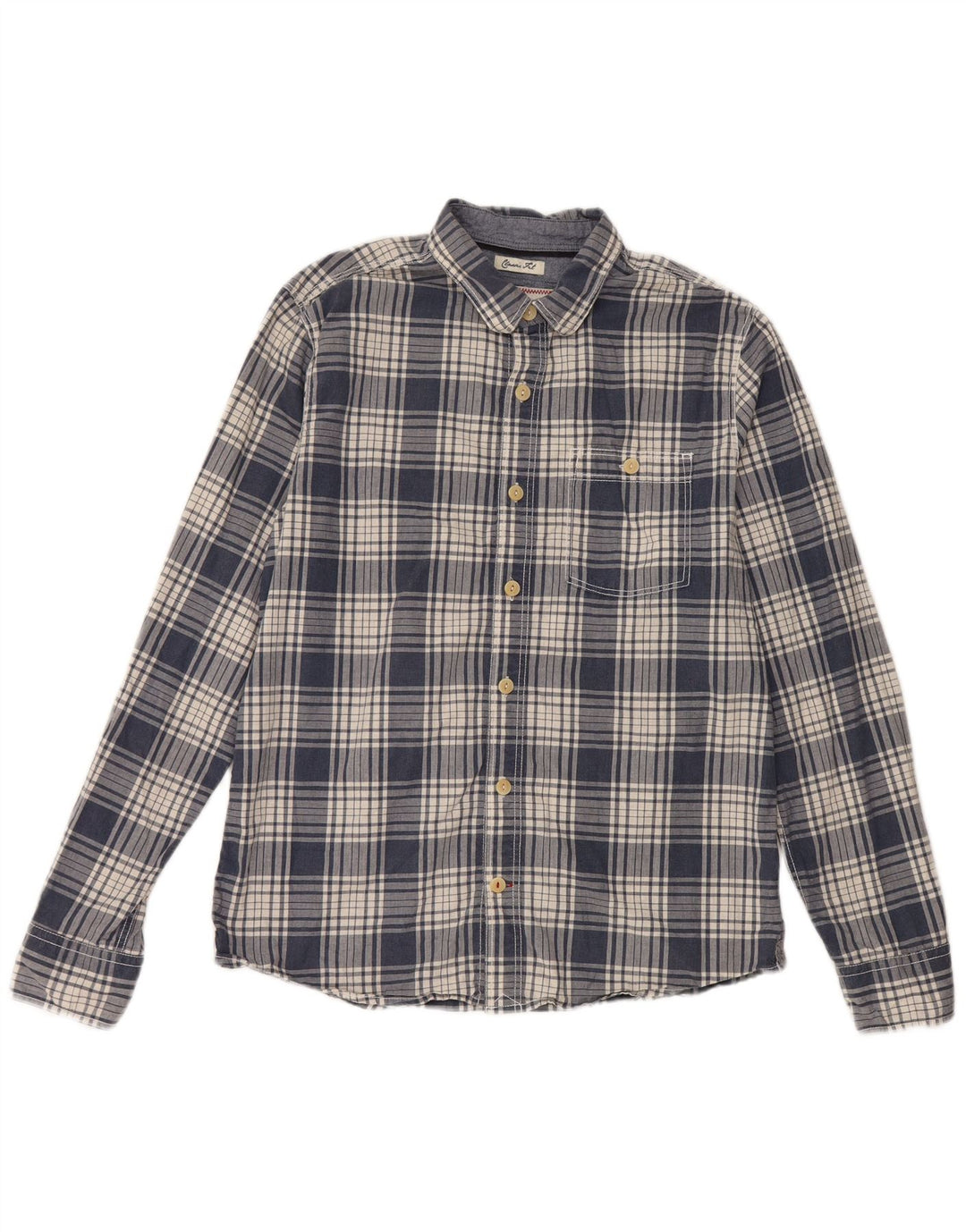Fat Face Mens Classic Fit Shirt Medium Navy Blue Check Cotton