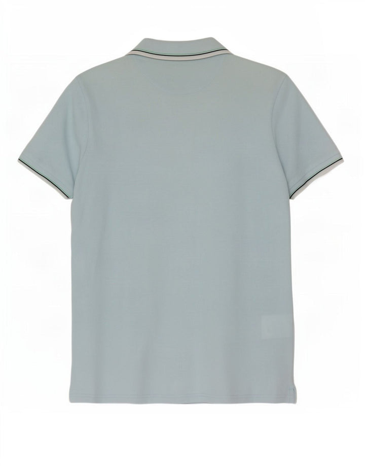 Lyle & Scott Herren-Poloshirt aus mittelblauer, gestreifter Baumwolle