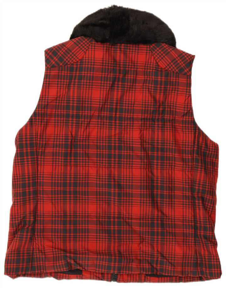 RALPH LAUREN Womens Gilet UK 18 XL Red Check Polyester