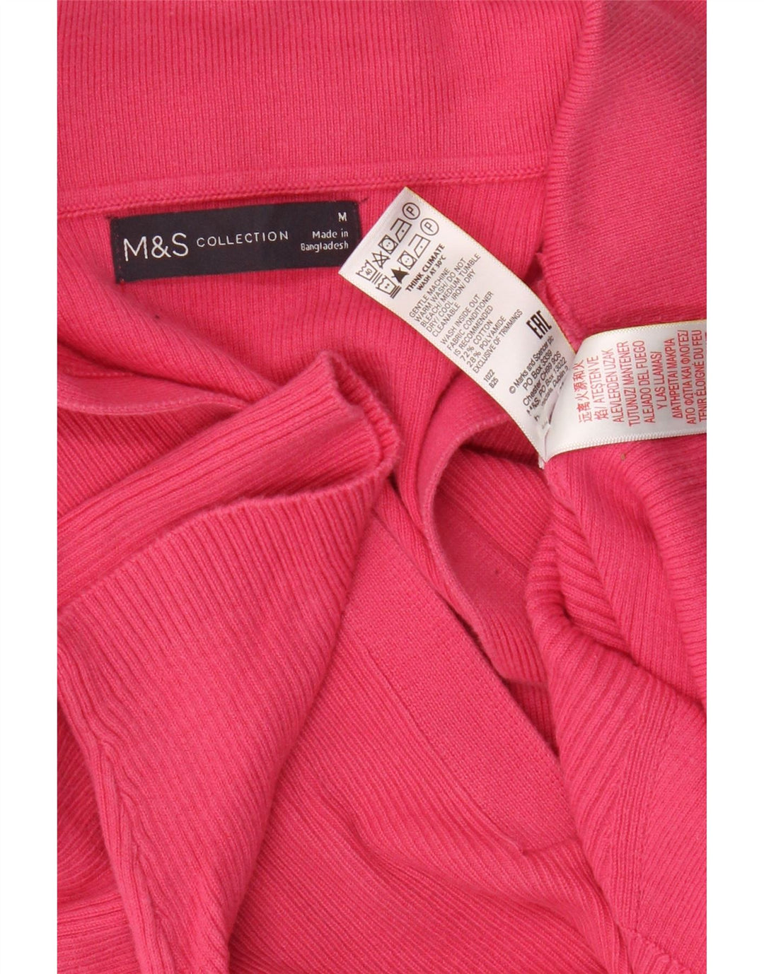 Marks & Spencer Womens Polo Neck Jumper Sweater UK 12 Medium Pink