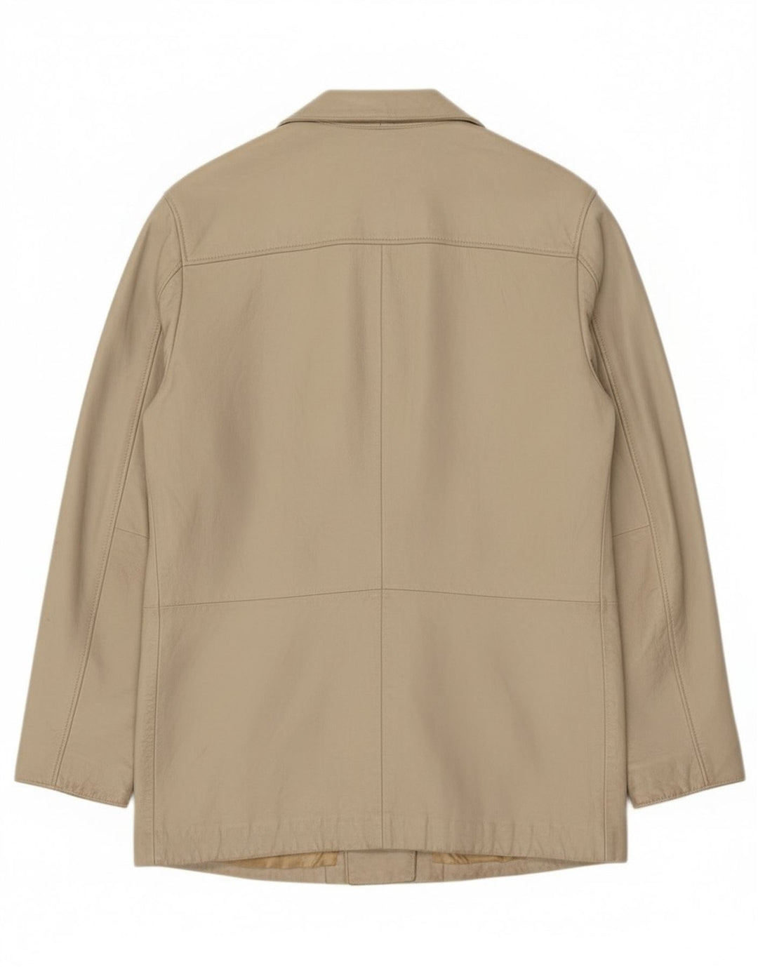 Marcos Womens 2 Button Leather Blazer Jacket IT 44 Medium Beige Leather