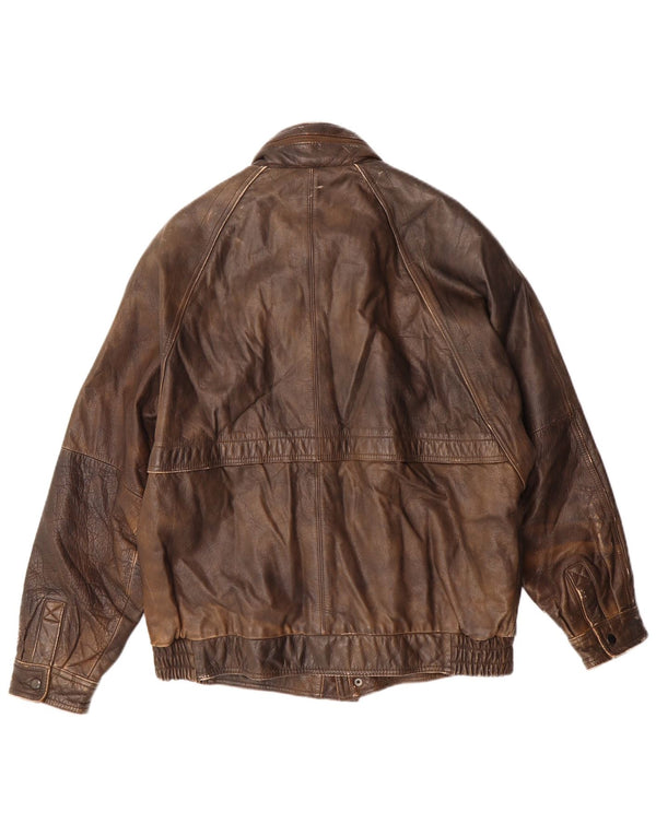 Harajuku Mother Mens Leather Jacket UK 40 Large Brown Leather