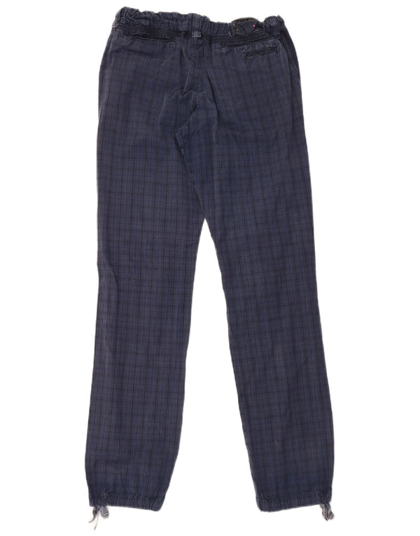Think Pink Womens Joggers Casual Trousers XS W25 L32 Navy Blue Check
