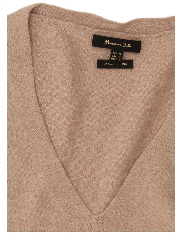 Massimo Dutti Womens Oversized V-Neck Jumper Sweater UK 6 XS Grey