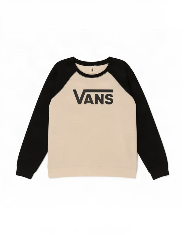 Vans Grafik-Sweatshirtpullover für Damen, UK 16, Größe L, gebrochenes Weiß, Farbblock