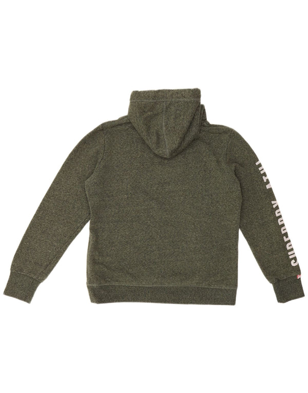 Superdry Womens Graphic Hoodie Jumper UK 14 Large Green Flecked Cotton