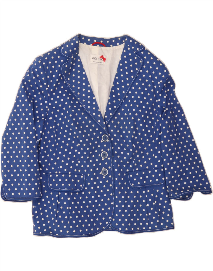 WHITE LABEL Womens 3 Button Blazer Jacket UK 16 Large Blue Polka Dot Vintage White Label and Second-Hand White Label from Messina Hembry 