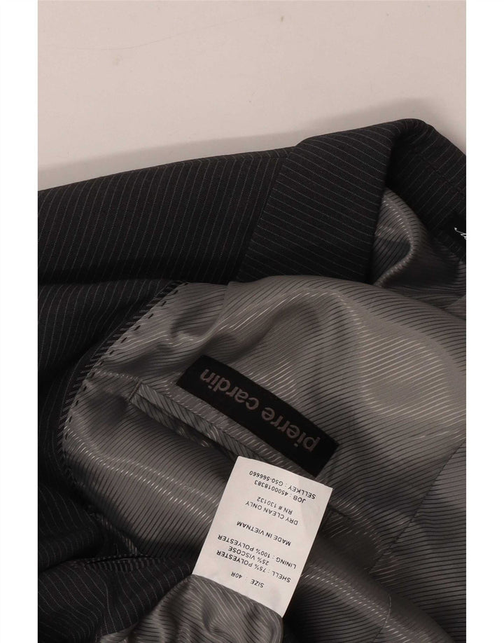 Giacca blazer da uomo a 2 bottoni Pierre Cardin UK 40 grande gessato grigio