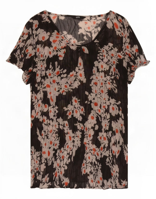 Marks & Spencer Womens See Through Blouse Top 16 Large Black Floral