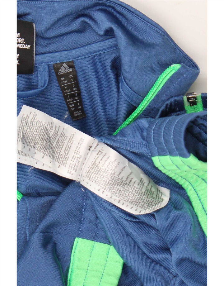 Adidas Boys Graphic Tracksuit Top Jacket 9-10 Years Blue Colourblock