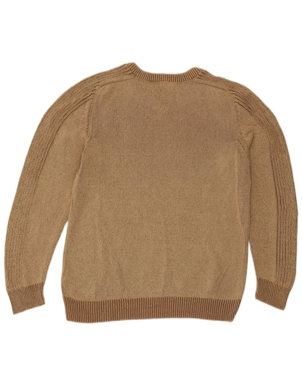 Wrangler Mens V-Neck Jumper Sweater Medium Brown Cotton