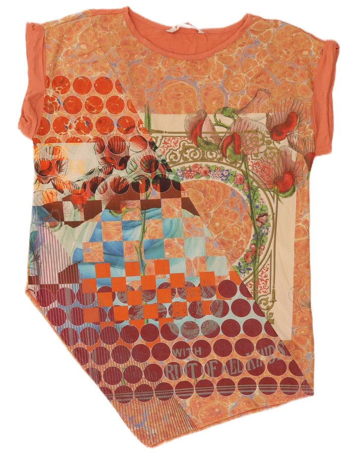 Desigual Womens Abstract Pattern Tunica asimmetrica Top UK 14 Arancione medio