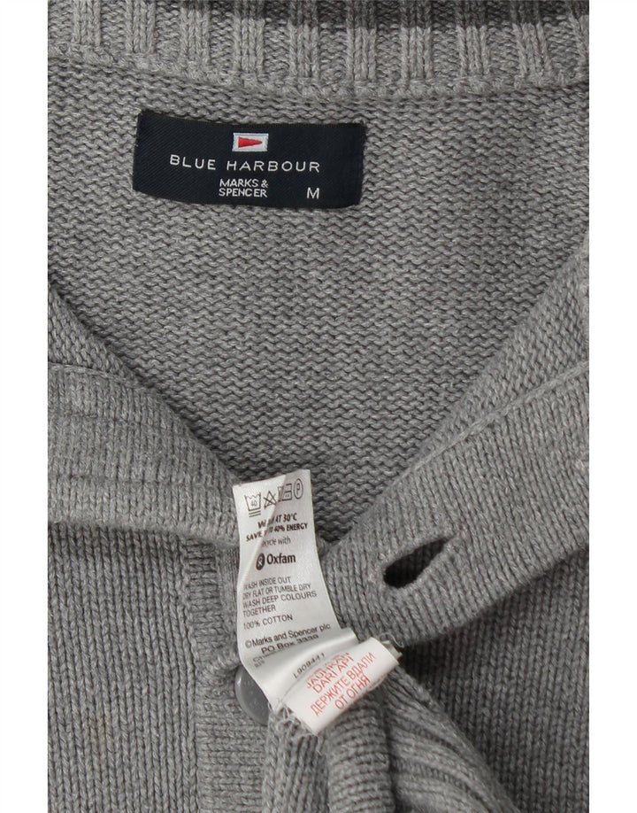 Marks & Spencer Pull Bleu Harbor Button Neck Jumper Homme Gris Moyen