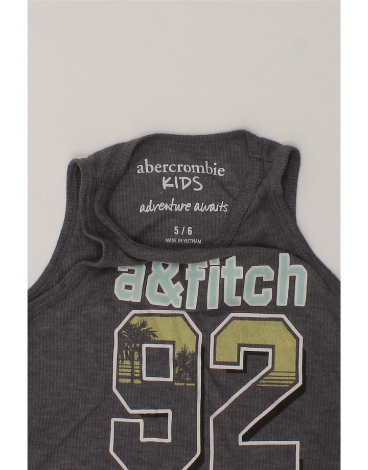 ABERCROMBIE & FITCH Girls Loose Fit Graphic Vest Top 5-6 Years Grey | Vintage Abercrombie & Fitch | Thrift | Second-Hand Abercrombie & Fitch | Used Clothing | Messina Hembry 
