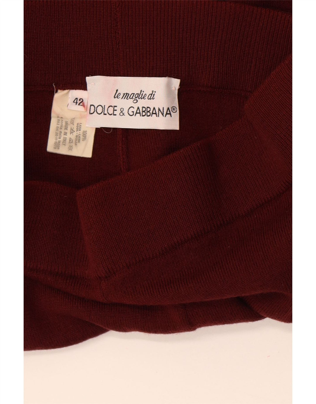 Dolce & Gabbana Womens Knit Leggings IT 42 Medium Maroon Wool