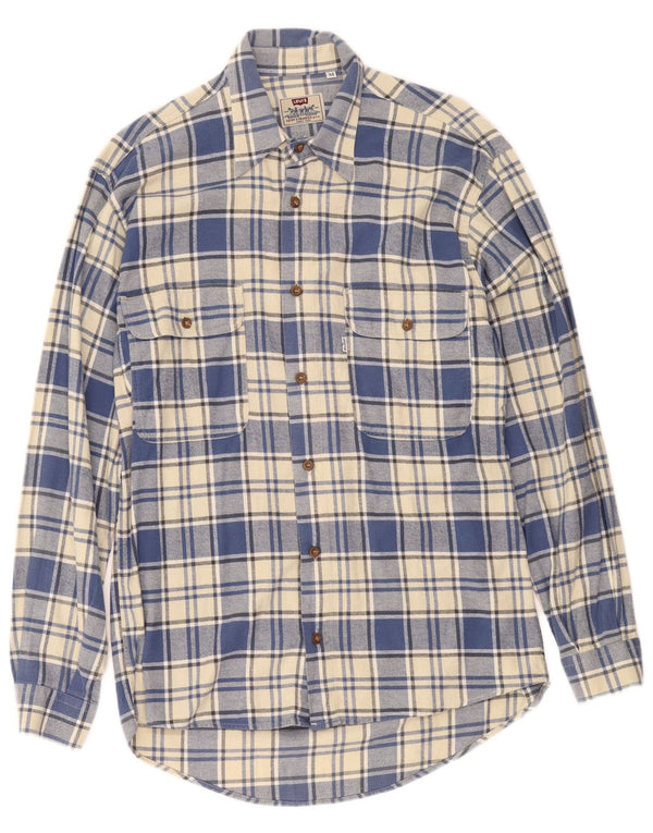 Levi's Mens Flannel Shirt Medium Blue Plaid