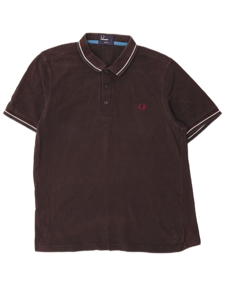 Fred Perry Mens Slim Fit Polo Shirt Large Black Cotton