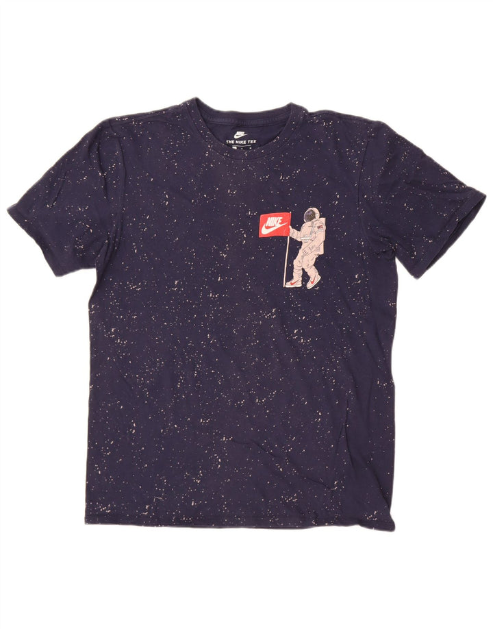 Nike Mens Athletic Cut Graphic T-Shirt Top Medium Navy Blue Flecked