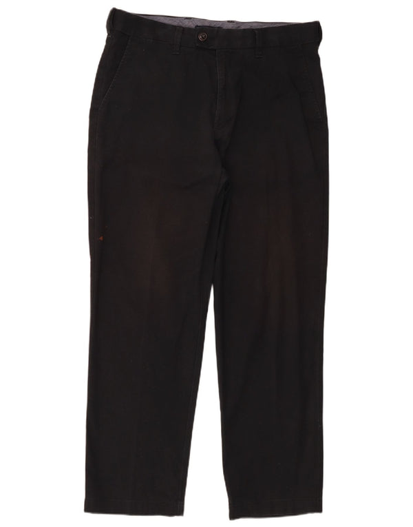 Marks & Spencer Mens Straight Suit Trousers W34 L29 Black Cotton
