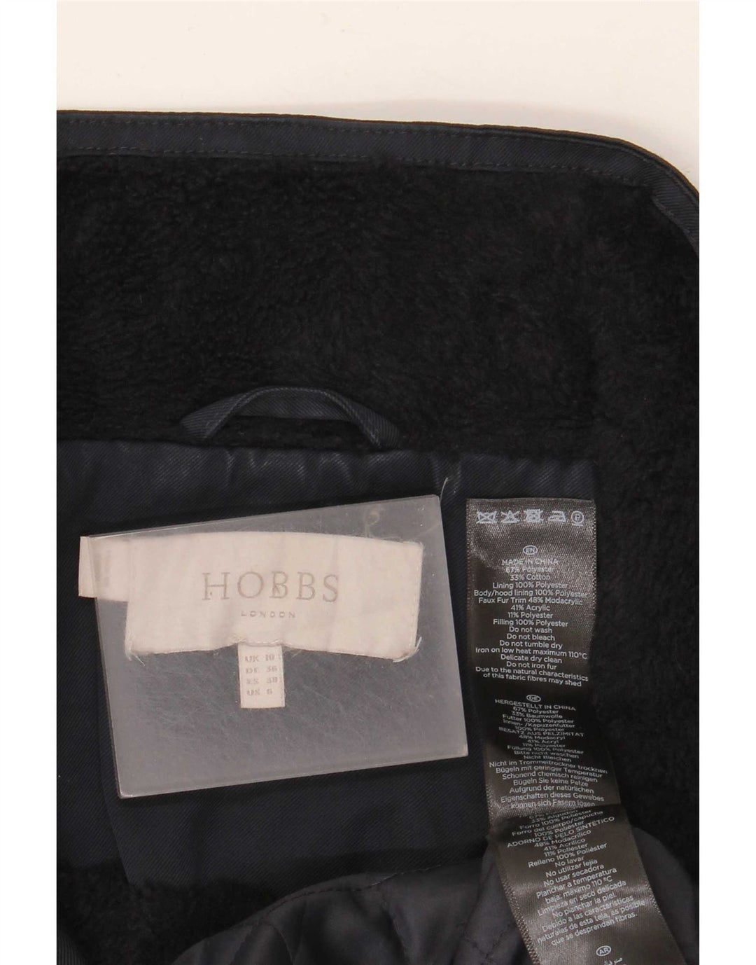 Jaqueta Parka Feminina Hobbs UK 10 Pequeno Poliéster Azul Marinho