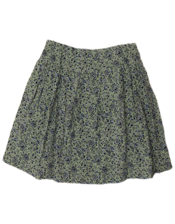 Fat Face Jupe plissée pour femme UK 8 Small W28 Vert Floral Viscose