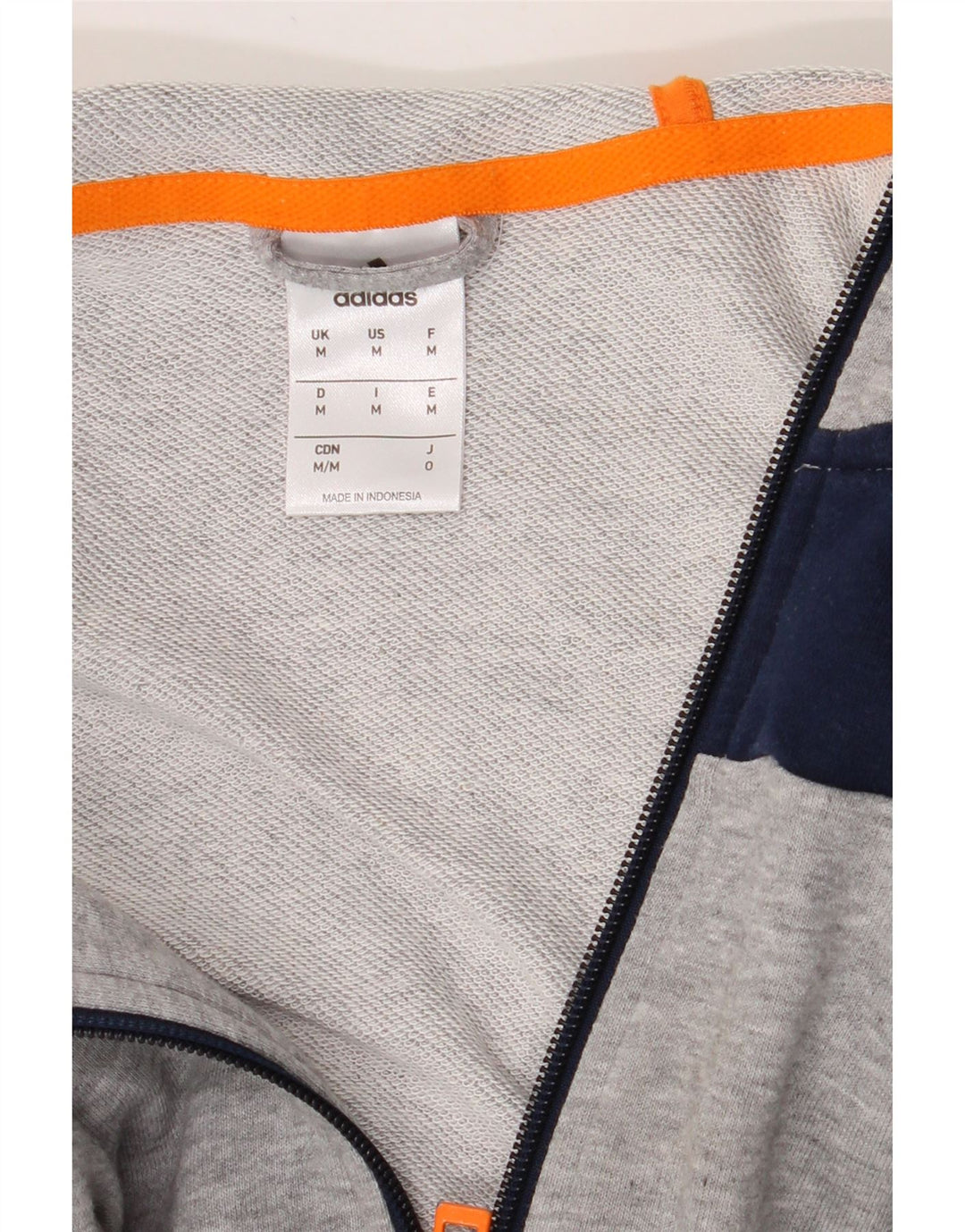 ADIDAS Mens Zip Hoodie Sweater Medium Grey Colourblock Cotton Vintage Adidas and Second-Hand Adidas from Messina Hembry 