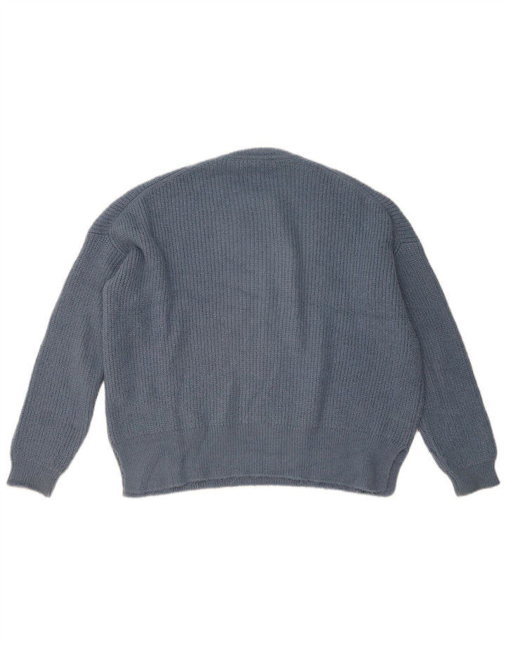 ZARA Womens Oversized Crew Neck Jumper Sweater UK 10 Small Navy Blue