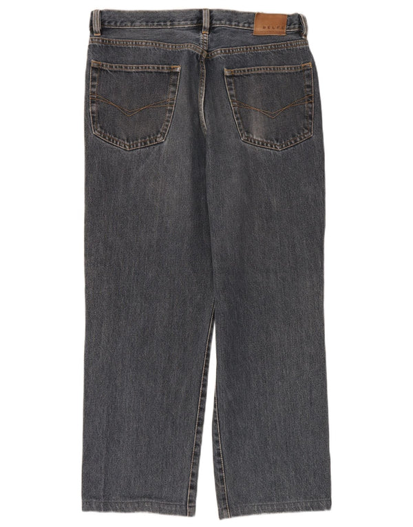 Belfe Mens Cropped Jeans W33 L26 Blue Cotton