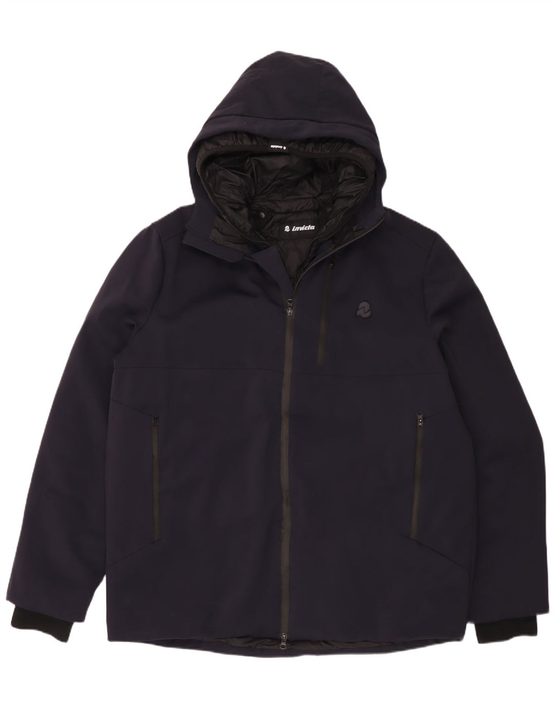 Invicta Mens Hooded Windbreaker Jacket UK 48 4XL Navy Blue Polyamide