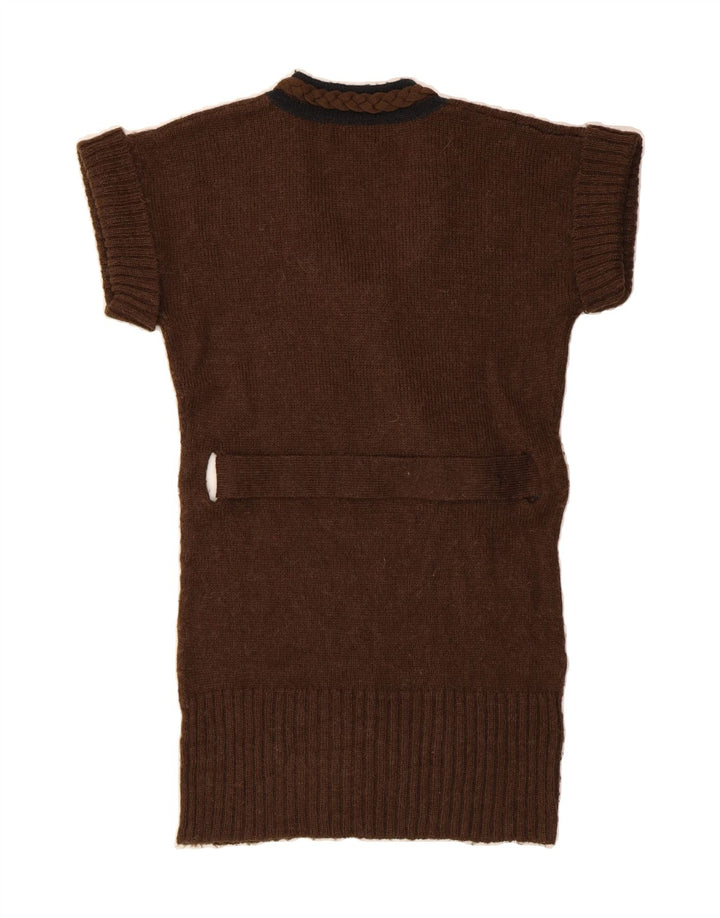 MARLBORO CLASSICS Womens Longline V-Neck Jumper Sweater UK 12 Medium Brown Vintage Marlboro Classics and Second-Hand Marlboro Classics from Messina Hembry 