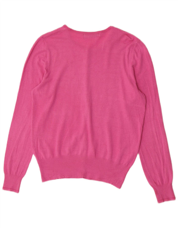 Marks & Spencer Damen Strickjacke Pullover UK 14 Mittelrosa Viskose