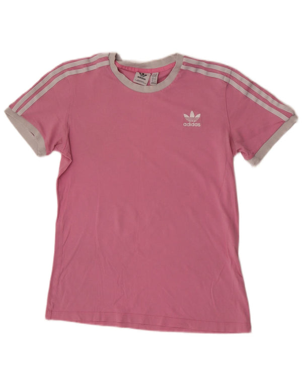 Adidas Womens T-Shirt Top UK 14 Medium Pink Cotton