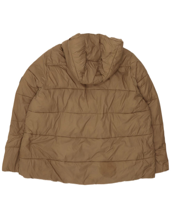 Zara Damen-Jacke mit Kapuze, gepolstert, UK 20 2XL, Beige, Polyester