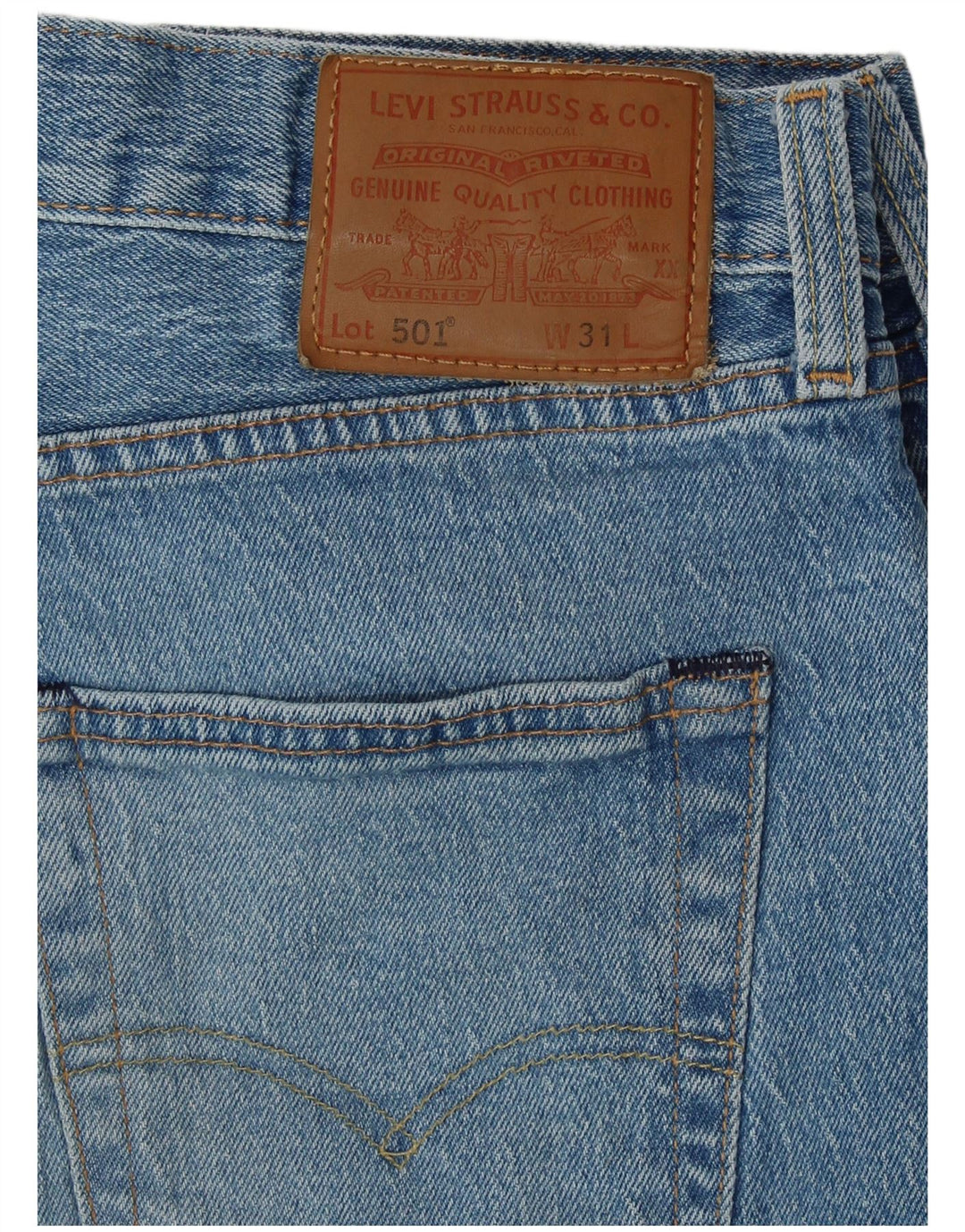LEVI'S Herre 501 Distressed Denim Shorts W31 Medium Blue Cotton