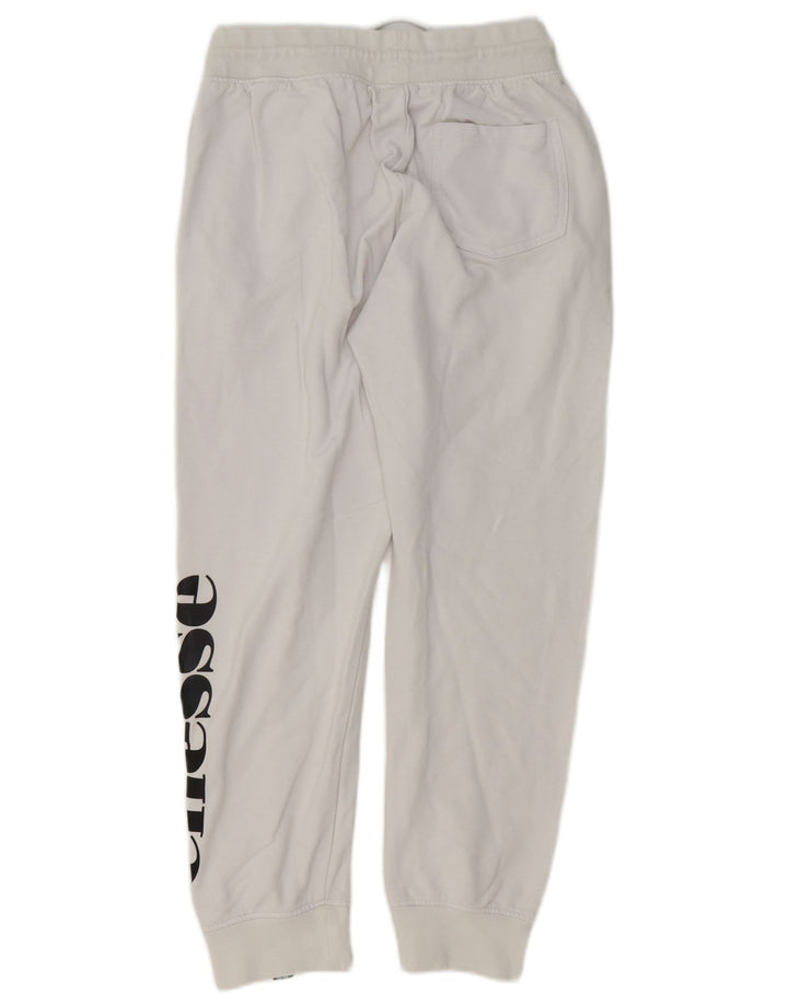 Ellesse Mens Graphic Tracksuit Trousers Joggers Small  White Cotton