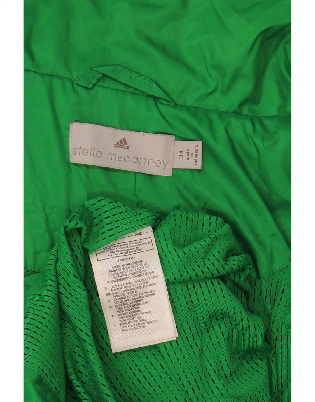 Adidas Womens Stella McCartney Rain Jacket EU 34 XS Green Polyester