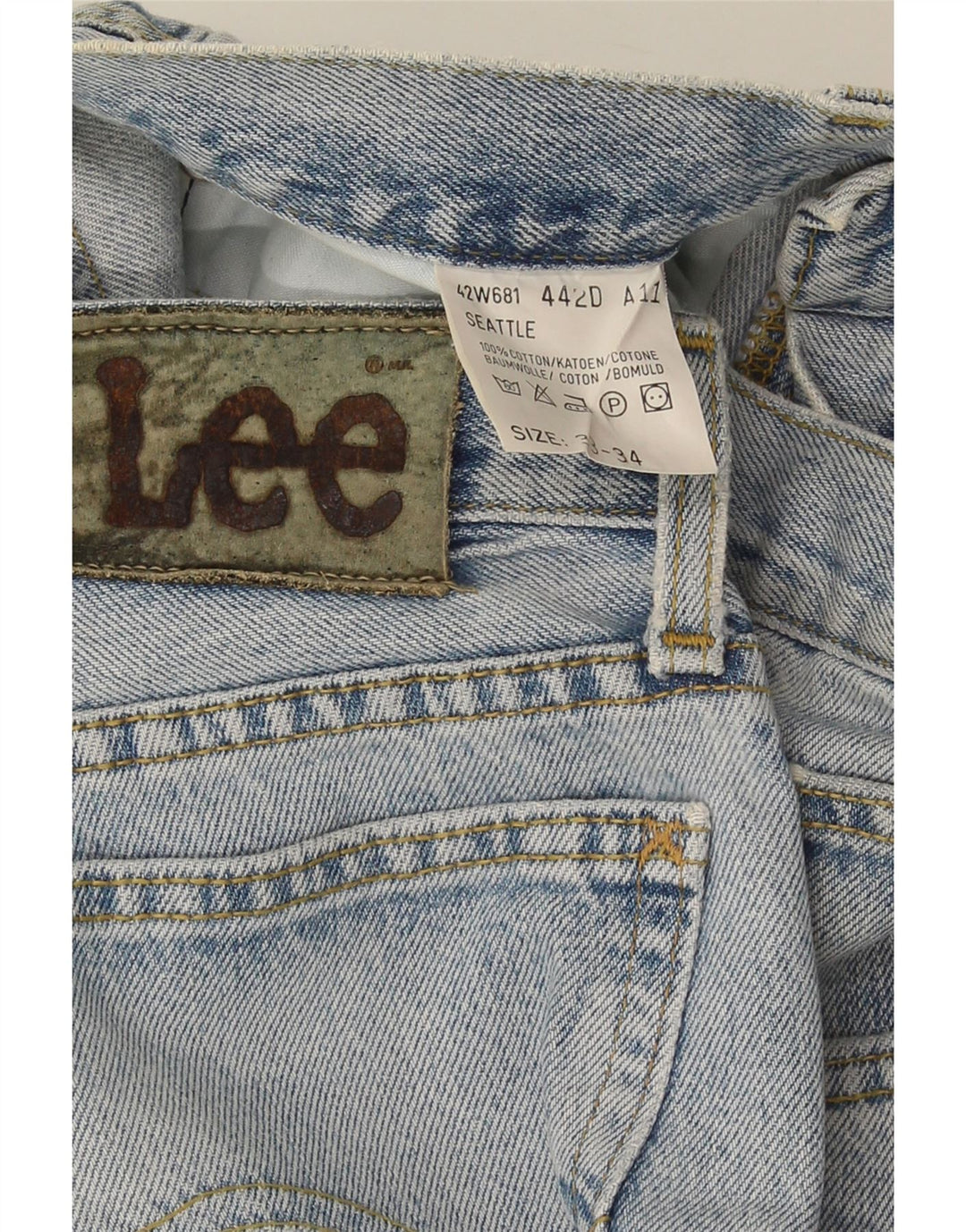 Lee Mens Straight Jeans W33 L34 Blue Cotton