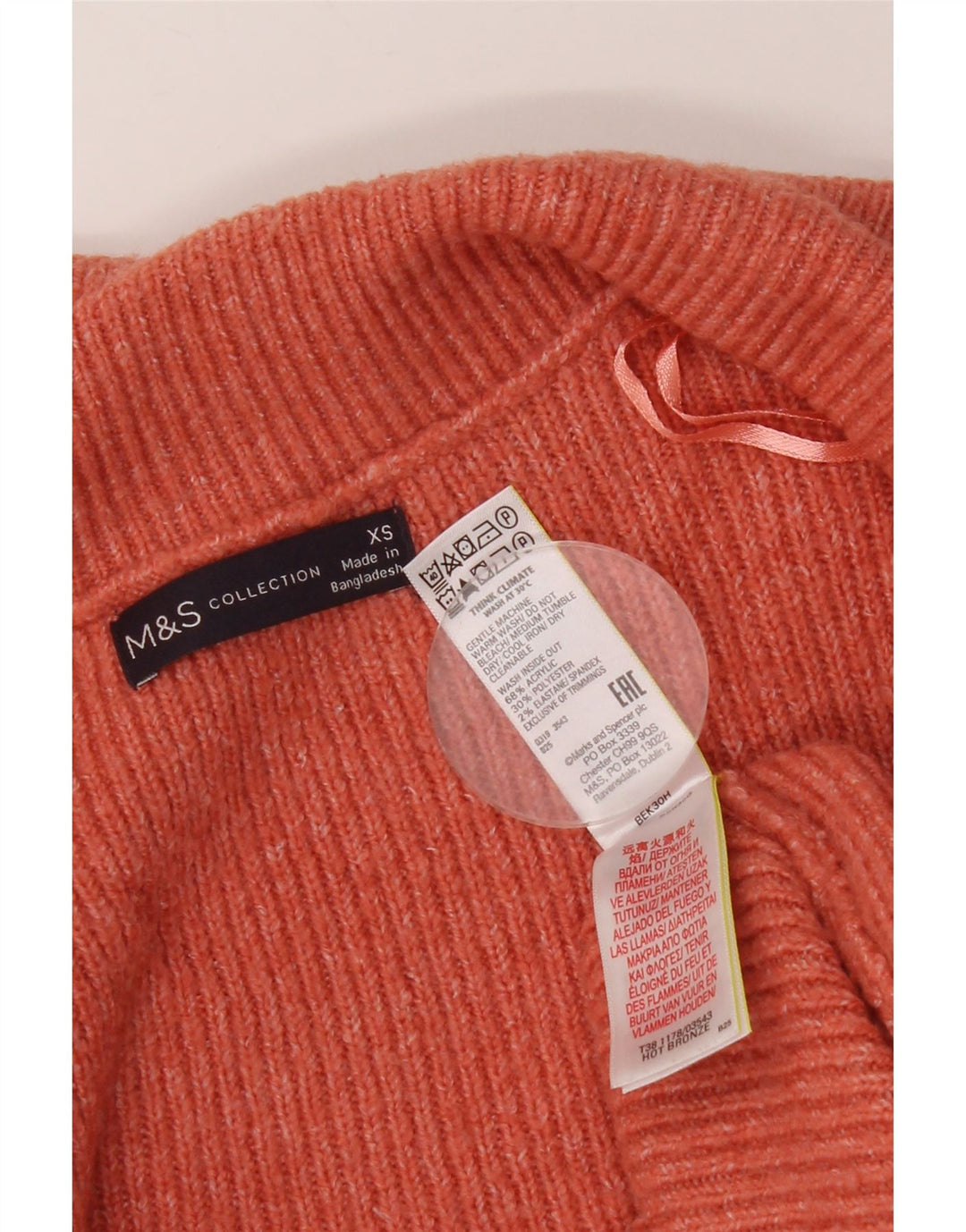 Marks & Spencer Womens Oversized Cardigan Sweater UK 6 XS Orange