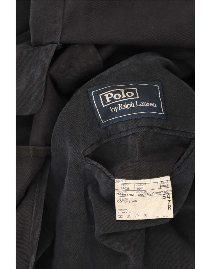 Polo Ralph Lauren Mens 3 Button Blazer Jacket IT 54 XL Black Cotton
