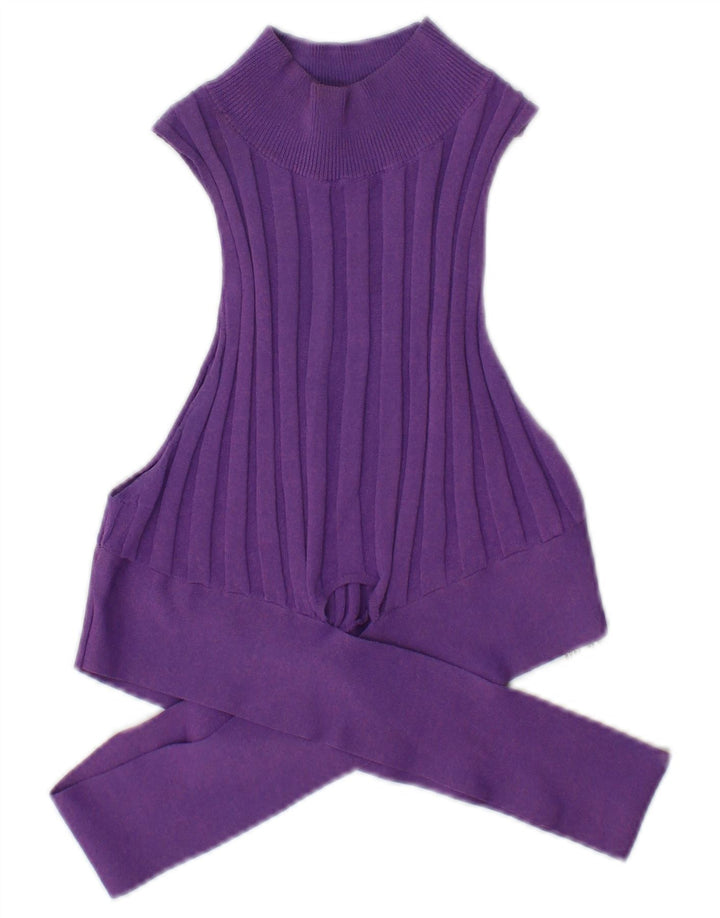 Zara Womens Crop Vest Top UK 12 Medium Purple Viscose