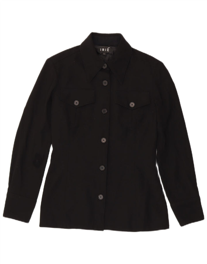Vintage Womens 6 Button Blazer Jacket UK 14 Large Black Polyester
