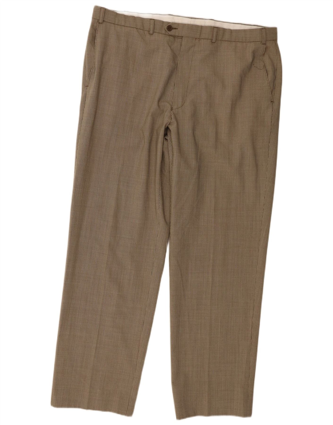 Marks & Spencer Mens Straight Suit Trousers W40 L31 Beige Houndstooth